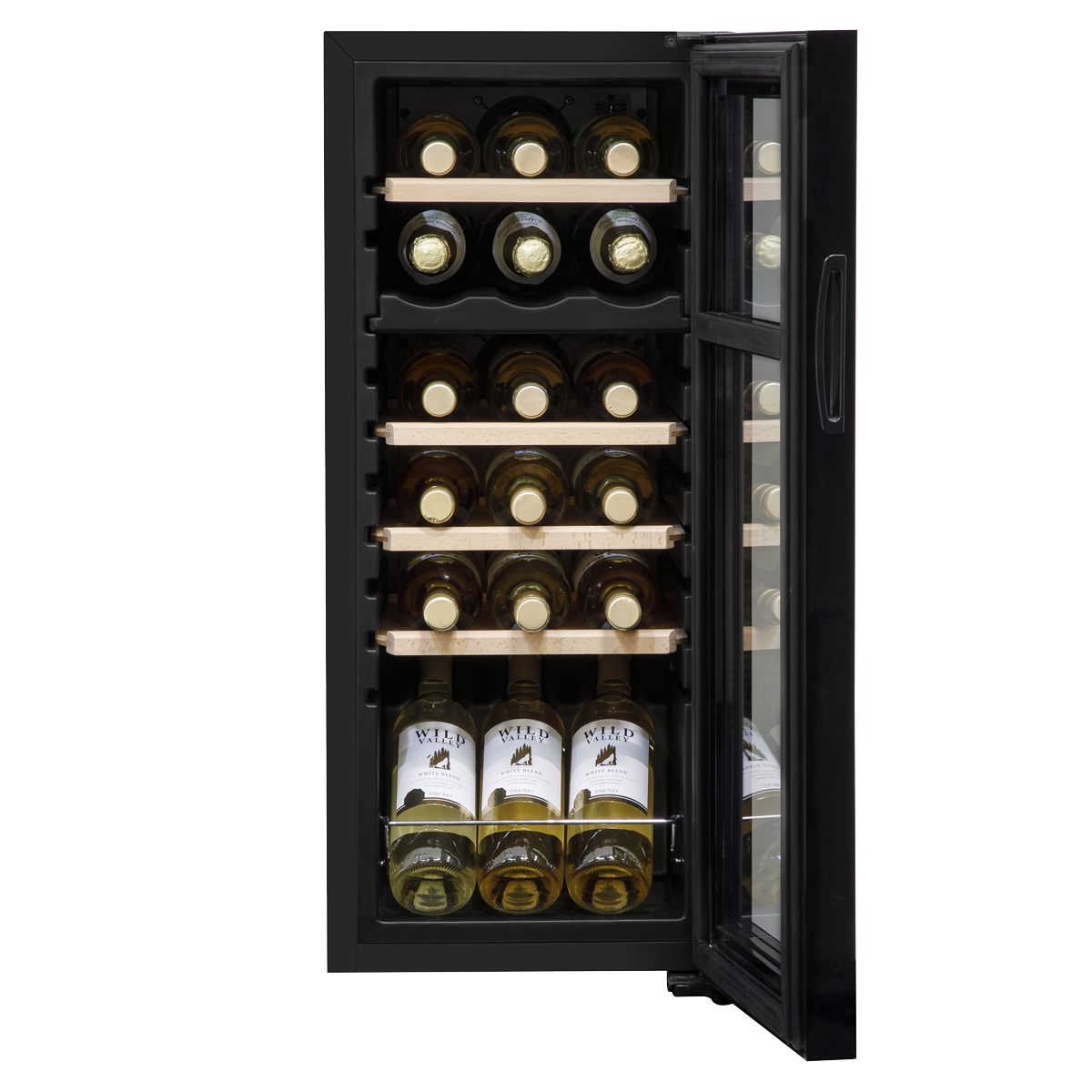 Baridi DH89 18 Bottle Dual Zone Wine Fridge/Cooler with Digital Touch Screen Controls, Wooden Shelves & - additional view 3