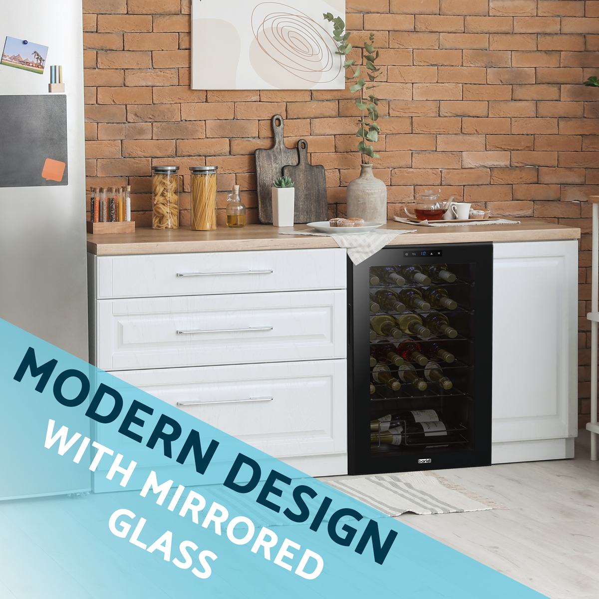 Baridi DH9 24 Bottle Wine Fridge with Digital Touch Screen Controls, Metal Shelves & LED Light - Black - additional view 11