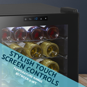 Baridi DH9 24 Bottle Wine Fridge with Digital Touch Screen Controls, Metal Shelves & LED Light - Black - additional view 12