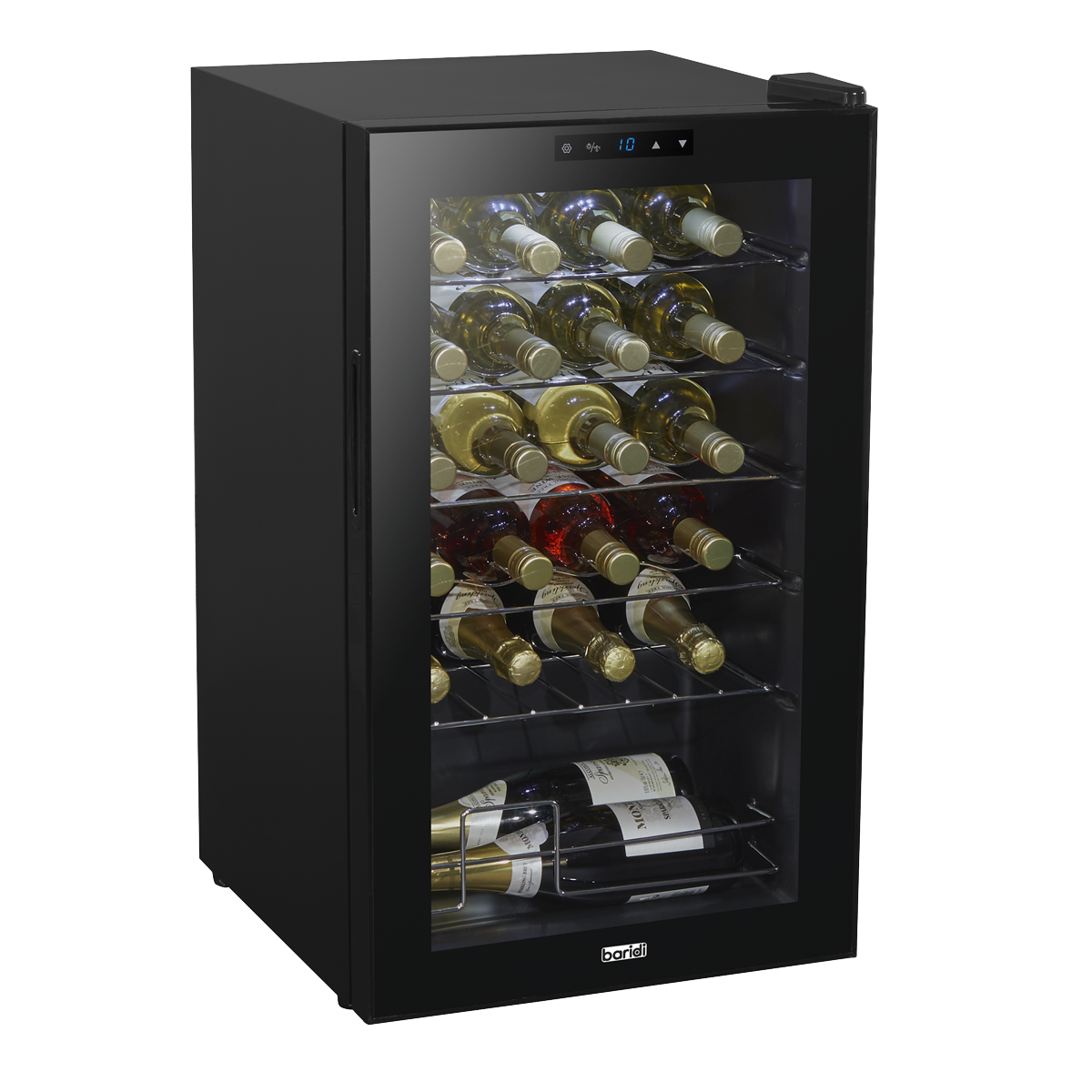 Baridi DH9 24 Bottle Wine Fridge with Digital Touch Screen Controls, Metal Shelves & LED Light - Black - additional view 7
