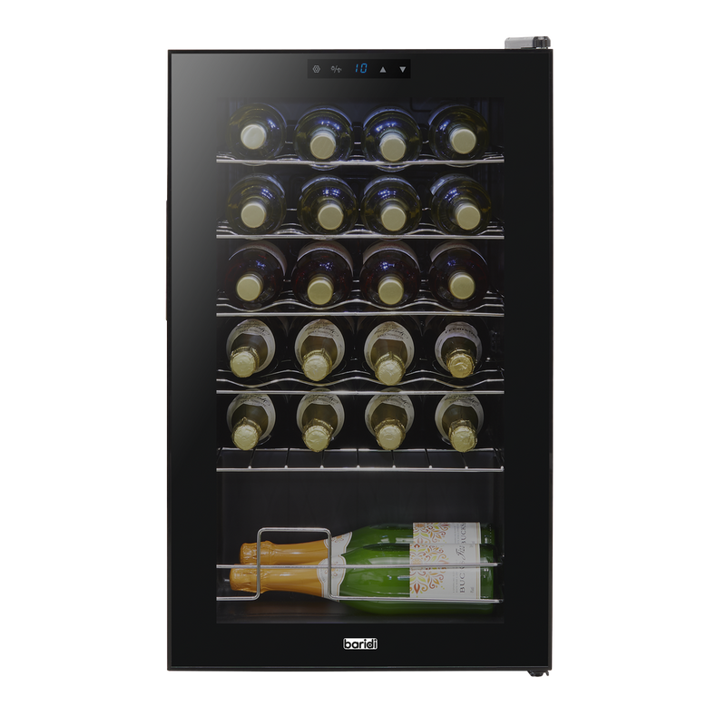 Baridi DH9 24 Bottle Wine Fridge with Digital Touch Screen Controls, Metal Shelves & LED Light - Black - additional view 3