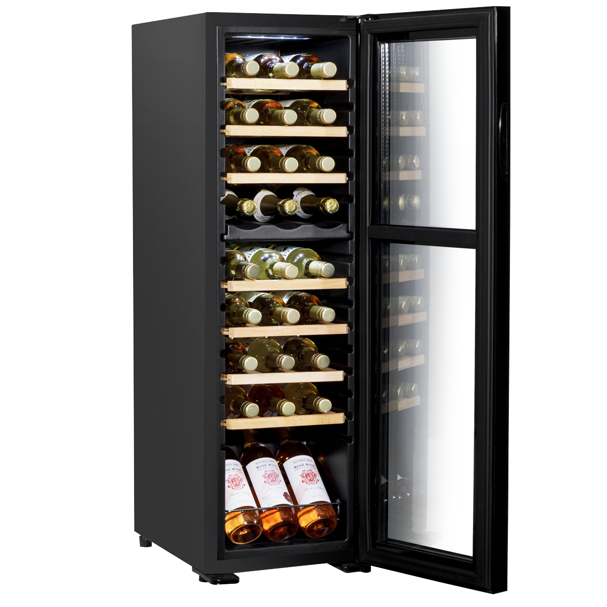 Baridi DH90 27 Bottle Dual Zone Wine Fridge with Digital Touch Screen Controls, Beech Wood Shelves & LED - additional view 10