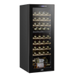 Baridi DH91 36 Bottle Dual Zone Wine Fridge with Digital Touch Screen Controls, Beech Wood Shelves & LED Light - Black