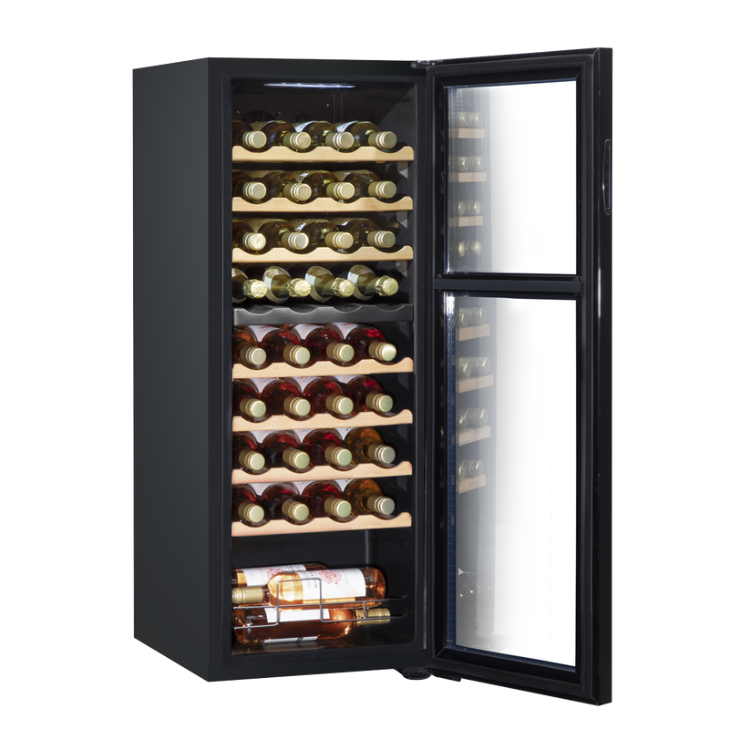 Baridi DH91 36 Bottle Dual Zone Wine Fridge with Digital Touch Screen Controls, Beech Wood Shelves & LED - additional view 3