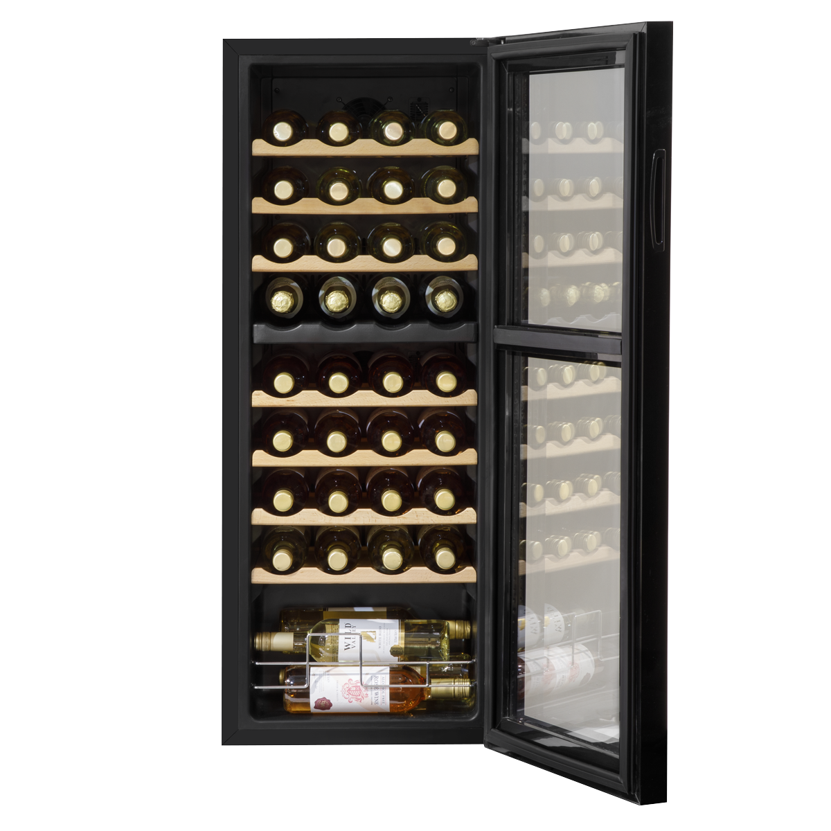 Baridi DH91 36 Bottle Dual Zone Wine Fridge with Digital Touch Screen Controls, Beech Wood Shelves & LED - additional view 2