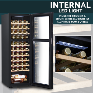 Baridi DH92 44 Bottle Dual Zone Wine Fridge with Digital Touch Screen Controls, Beech Wood Shelves & LED - additional view 11