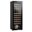 Baridi DH92 44 Bottle Dual Zone Wine Fridge with Digital Touch Screen Controls, Beech Wood Shelves & LED Light - Black