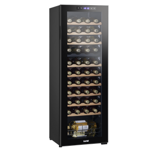 Baridi DH92 44 Bottle Dual Zone Wine Fridge with Digital Touch Screen Controls, Beech Wood Shelves & LED Light - Black