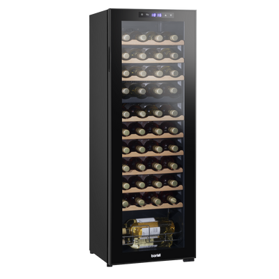 Baridi DH92 44 Bottle Dual Zone Wine Fridge with Digital Touch Screen Controls, Beech Wood Shelves & LED Light - Black