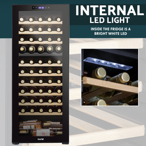 Baridi DH93 55 Bottle Dual Zone Wine Fridge with Digital Touch Screen Controls, Beech Wood Shelves & LED - additional view 10
