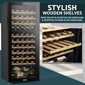 Baridi DH93 55 Bottle Dual Zone Wine Fridge with Digital Touch Screen Controls, Beech Wood Shelves & LED - additional view 12