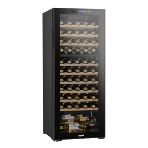 Baridi DH93 55 Bottle Dual Zone Wine Fridge with Digital Touch Screen Controls, Beech Wood Shelves & LED Light - Black