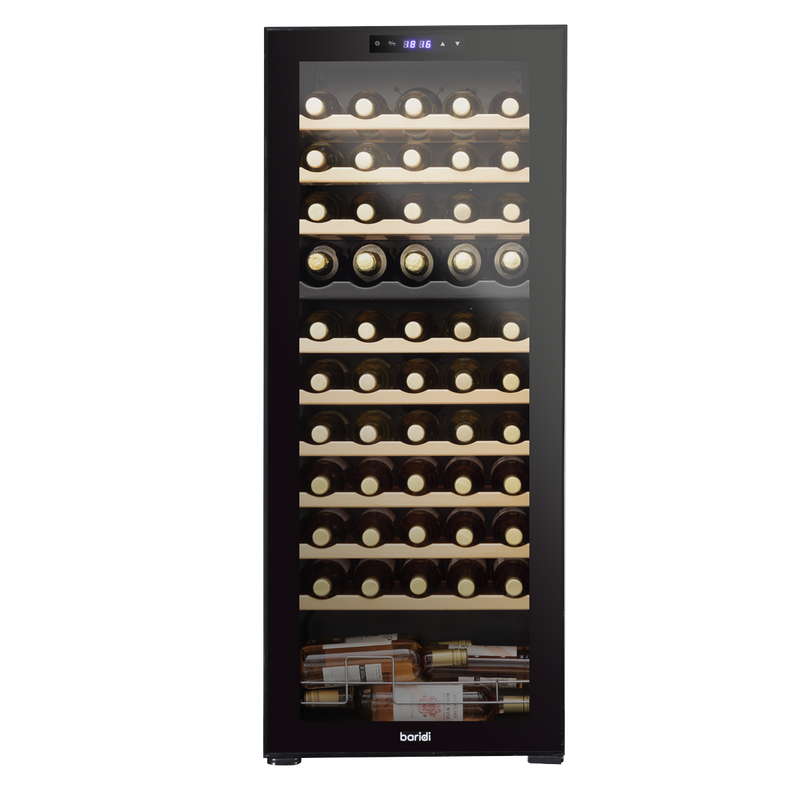 Baridi DH93 55 Bottle Dual Zone Wine Fridge with Digital Touch Screen Controls, Beech Wood Shelves & LED - additional view 4