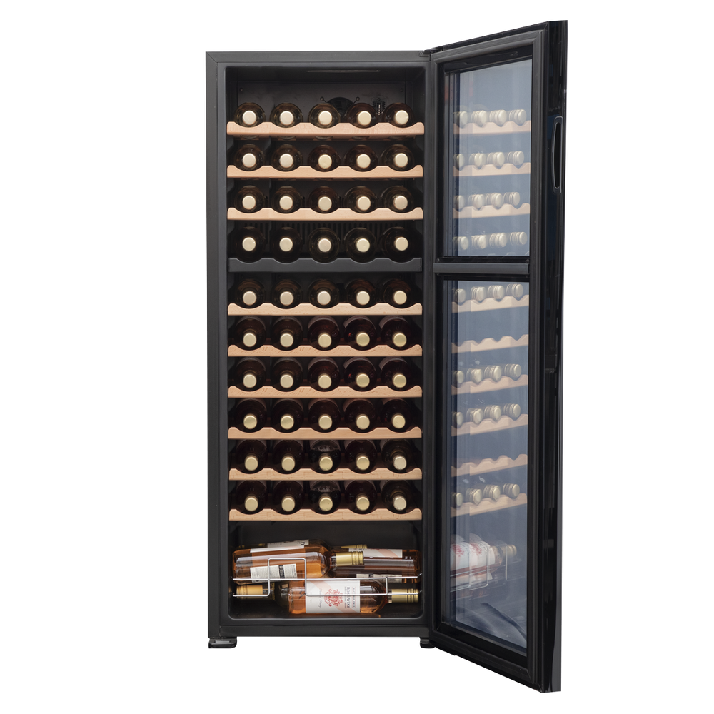 Baridi DH93 55 Bottle Dual Zone Wine Fridge with Digital Touch Screen Controls, Beech Wood Shelves & LED - additional view 6