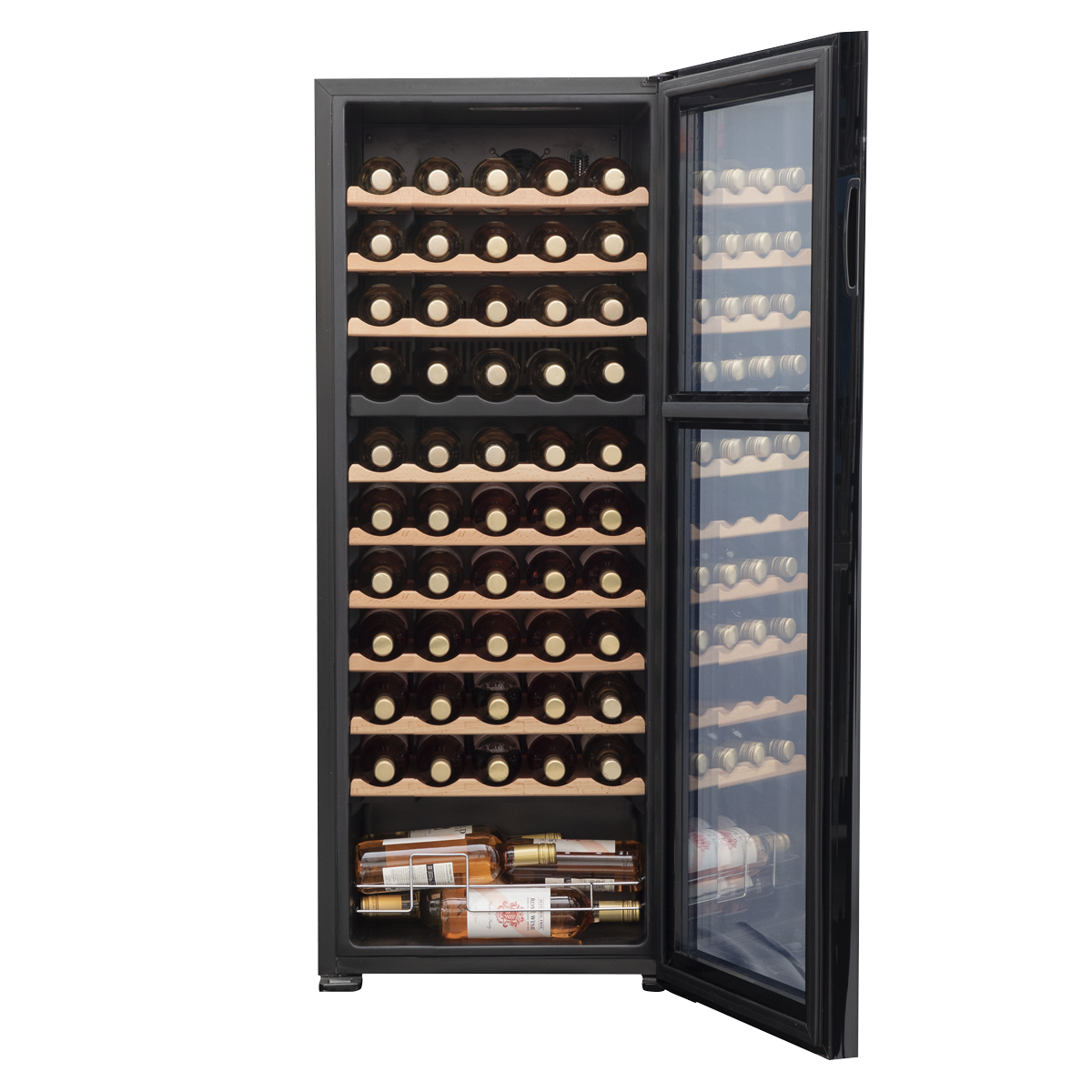 Baridi DH93 55 Bottle Dual Zone Wine Fridge with Digital Touch Screen Controls, Beech Wood Shelves & LED - additional view 6