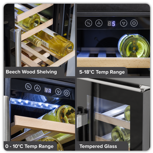 Baridi DH96 40 Bottle/120 Can Dual Zone Undercounter/Freestanding Wine & Drinks Fridge - Black - additional view 23