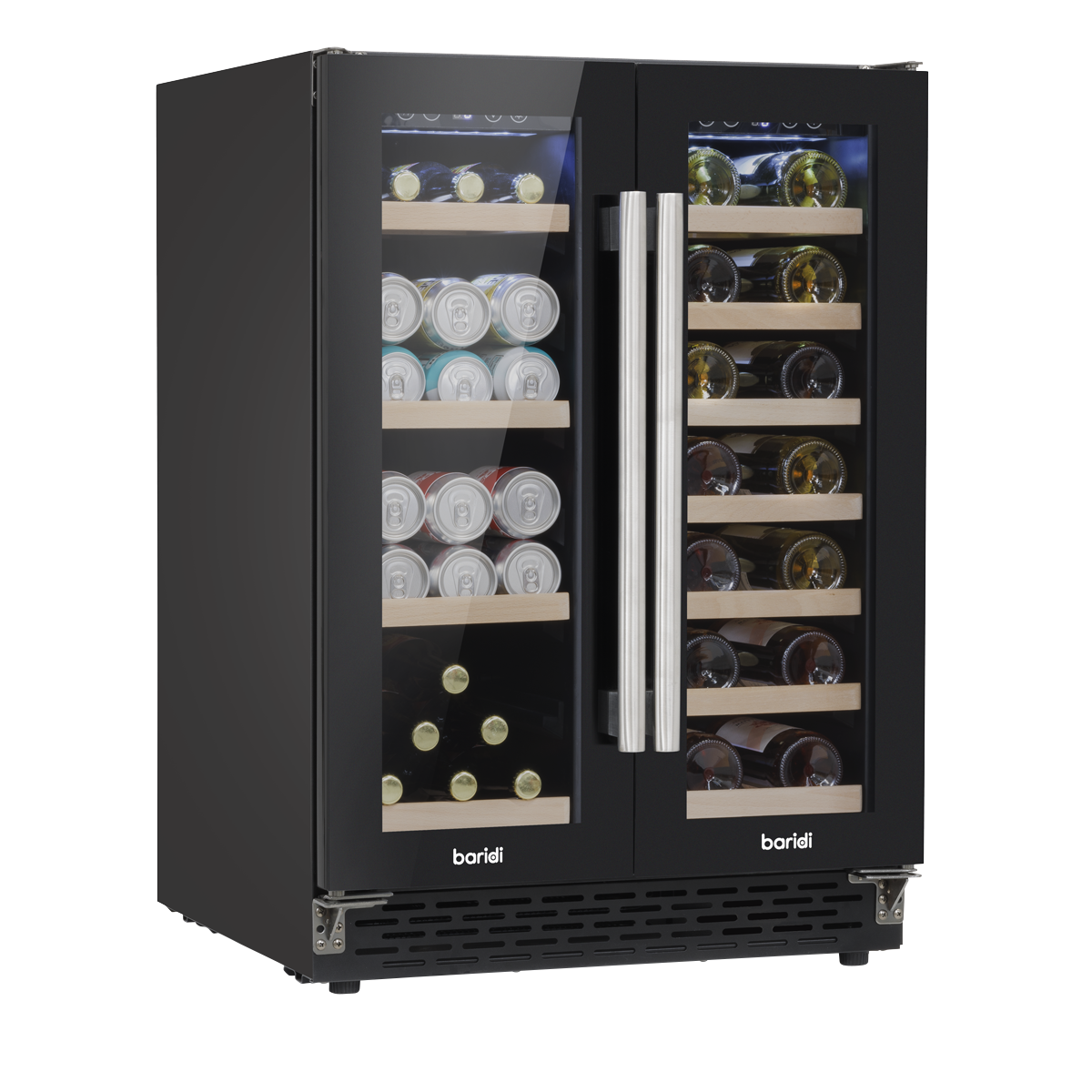 Baridi DH96 40 Bottle/120 Can Dual Zone Undercounter/Freestanding Wine & Drinks Fridge - Black