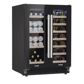 Baridi DH96 40 Bottle/120 Can Dual Zone Undercounter/Freestanding Wine & Drinks Fridge - Black