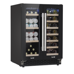 Baridi DH96 40 Bottle/120 Can Dual Zone Undercounter/Freestanding Wine & Drinks Fridge - Black