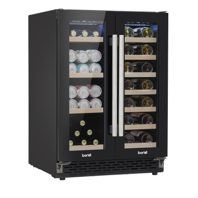 Baridi DH96 40 Bottle/120 Can Dual Zone Undercounter/Freestanding Wine & Drinks Fridge - Black