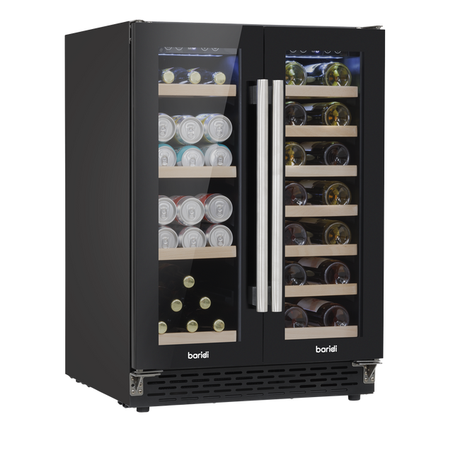 Baridi DH96 40 Bottle/120 Can Dual Zone Undercounter/Freestanding Wine & Drinks Fridge - Black