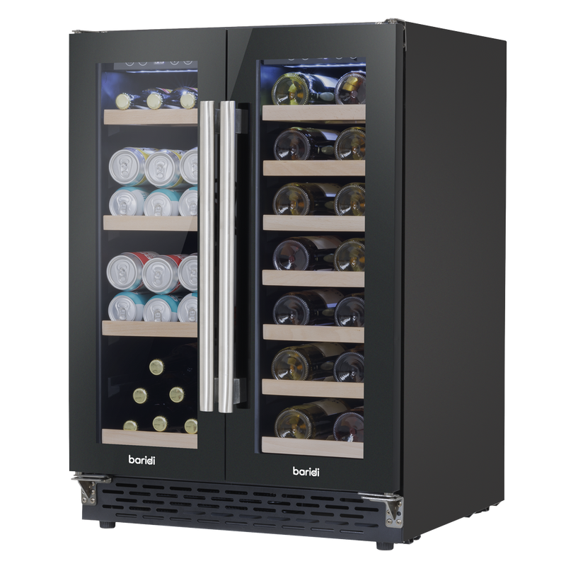 Baridi DH96 40 Bottle/120 Can Dual Zone Undercounter/Freestanding Wine & Drinks Fridge - Black - additional view 2