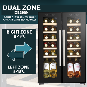 Baridi DH97 24 Bottle Dual Zone Wine Fridge with Digital Touch Screen Controls, Beech Wood Shelves & LED - additional view 13