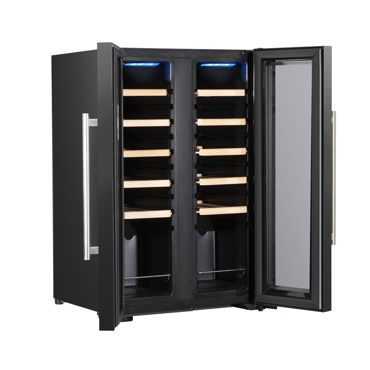 Baridi DH97 24 Bottle Dual Zone Wine Fridge with Digital Touch Screen Controls, Beech Wood Shelves & LED - additional view 8