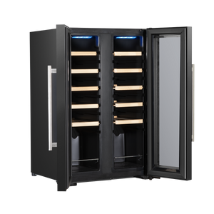 Baridi DH97 24 Bottle Dual Zone Wine Fridge with Digital Touch Screen Controls, Beech Wood Shelves & LED - additional view 8