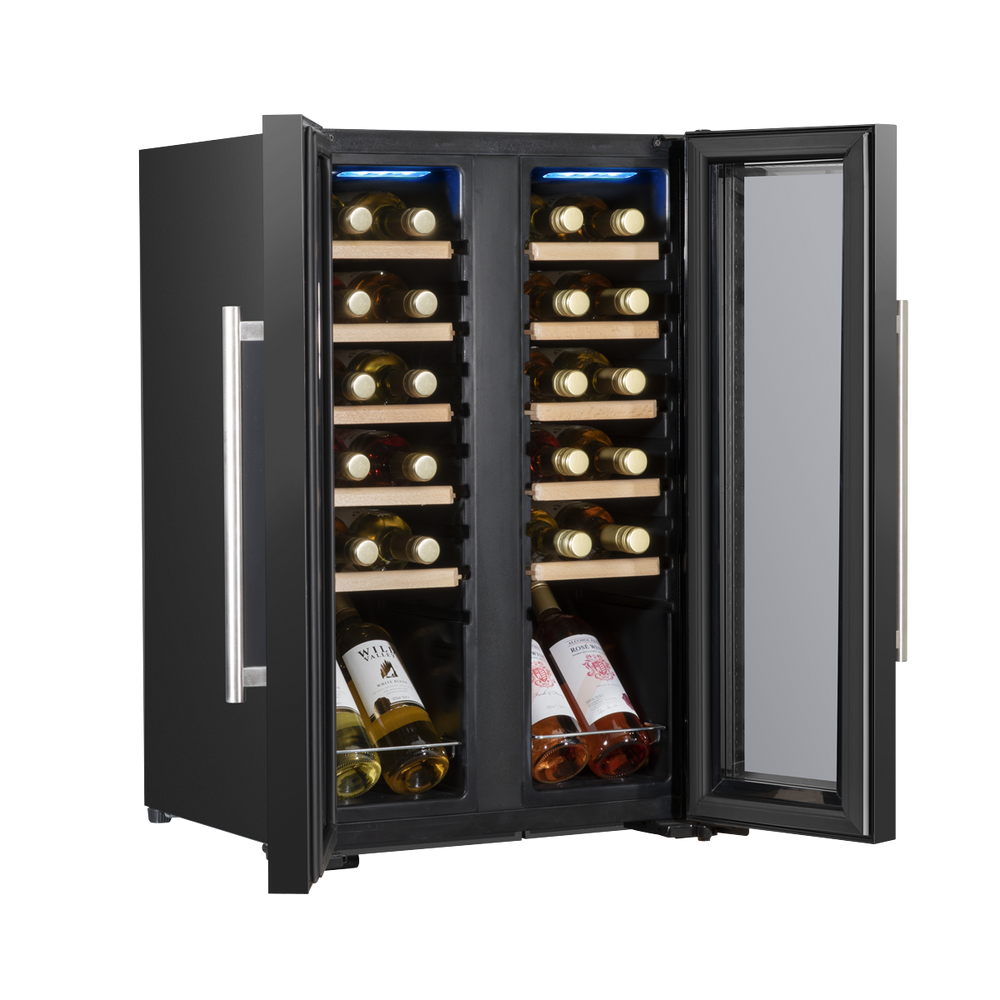 Baridi DH97 24 Bottle Dual Zone Wine Fridge with Digital Touch Screen Controls, Beech Wood Shelves & LED - additional view 4