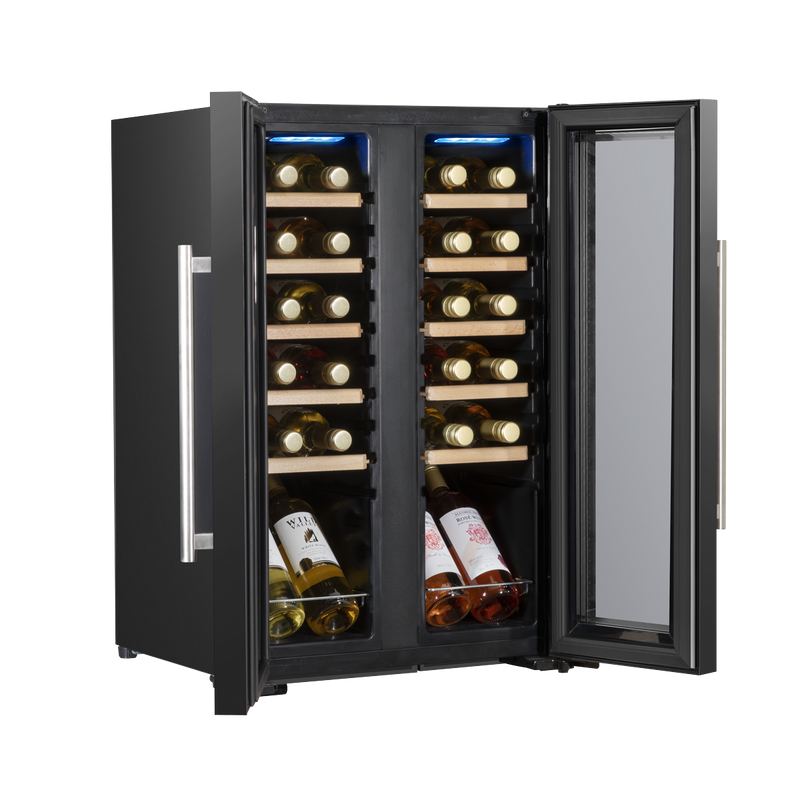 Baridi DH97 24 Bottle Dual Zone Wine Fridge with Digital Touch Screen Controls, Beech Wood Shelves & LED - additional view 4