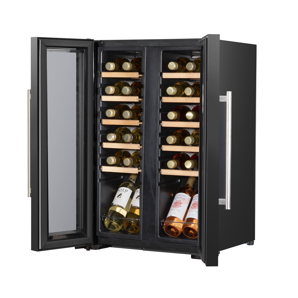 Baridi DH97 24 Bottle Dual Zone Wine Fridge with Digital Touch Screen Controls, Beech Wood Shelves & LED - additional view 12