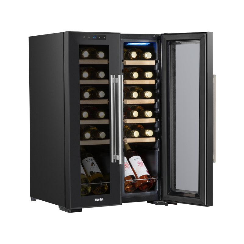 Baridi DH97 24 Bottle Dual Zone Wine Fridge with Digital Touch Screen Controls, Beech Wood Shelves & LED - additional view 3
