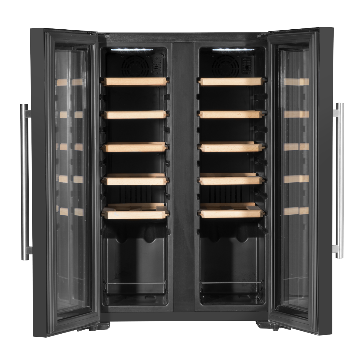 Baridi DH97 24 Bottle Dual Zone Wine Fridge with Digital Touch Screen Controls, Beech Wood Shelves & LED - additional view 6