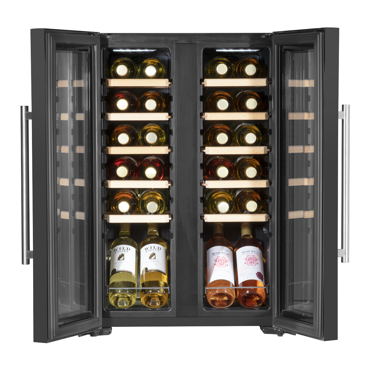 Baridi DH97 24 Bottle Dual Zone Wine Fridge with Digital Touch Screen Controls, Beech Wood Shelves & LED - additional view 7