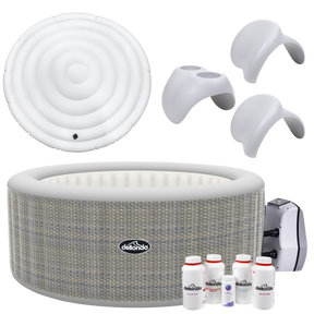 Dellonda DL101 4-6 Person Inflatable Hot Tub/Spa with Smart Pump & Starter Kit - Rattan Effect