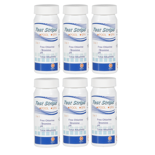 Dellonda DL108 3-in-1 Chlorine, PH & Alkalinity Test Strips x50 Strips - Pack of 6