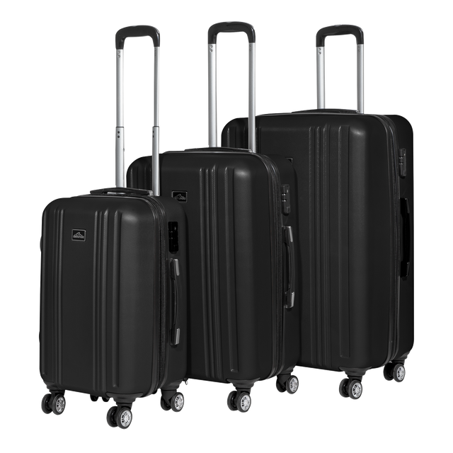 Dellonda DL11 Lightweight ABS Luggage Set with TSA Lock - Black