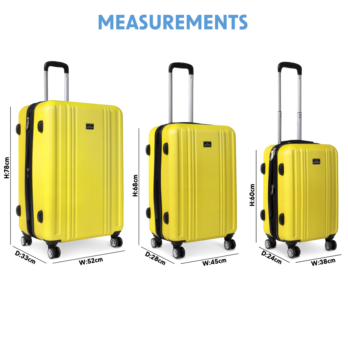 Dellonda DL124 Lightweight ABS Luggage Set with TSA Lock - Yellow - additional view 9