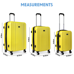 Dellonda DL124 Lightweight ABS Luggage Set with TSA Lock - Yellow - additional view 9