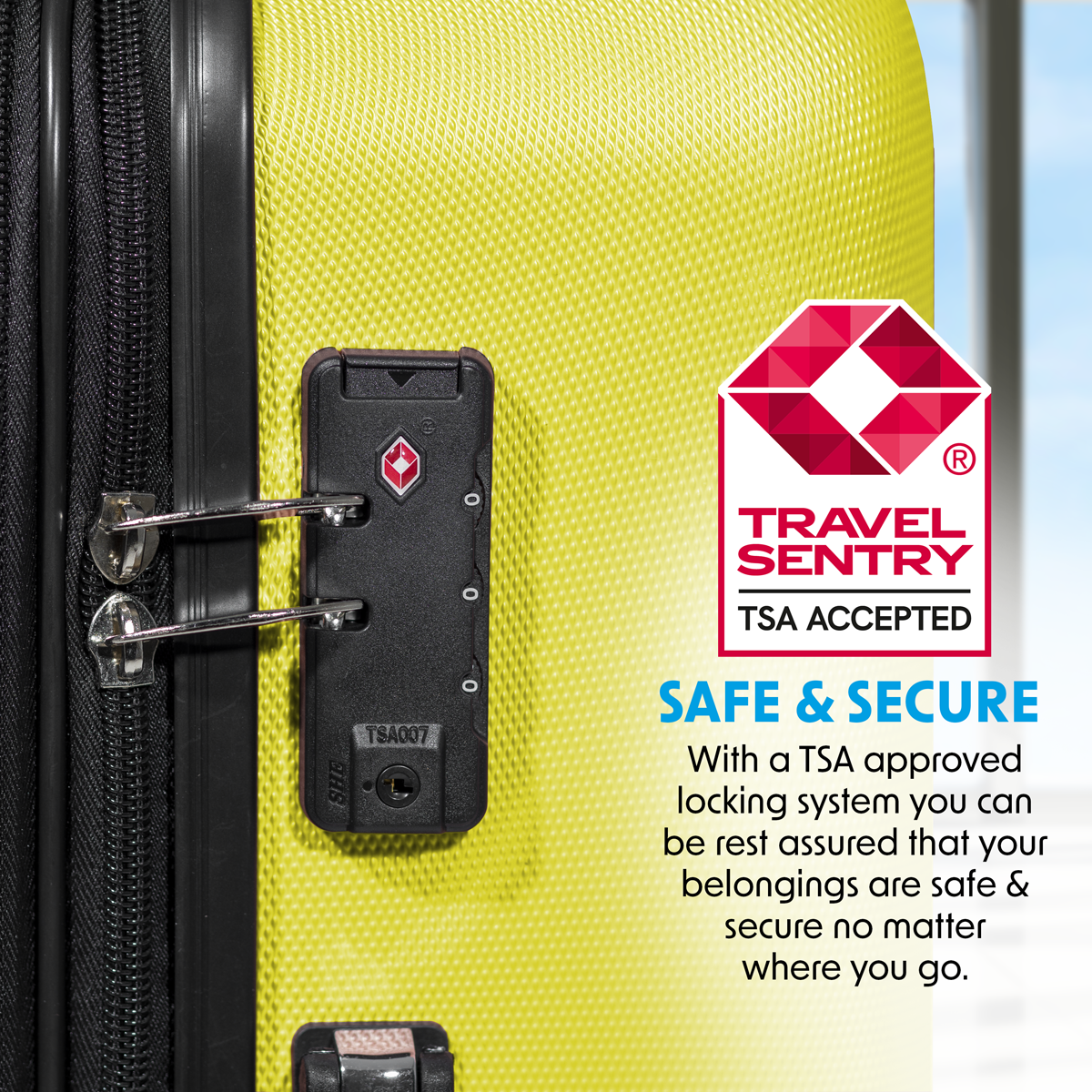 Dellonda DL124 Lightweight ABS Luggage Set with TSA Lock - Yellow - additional view 2