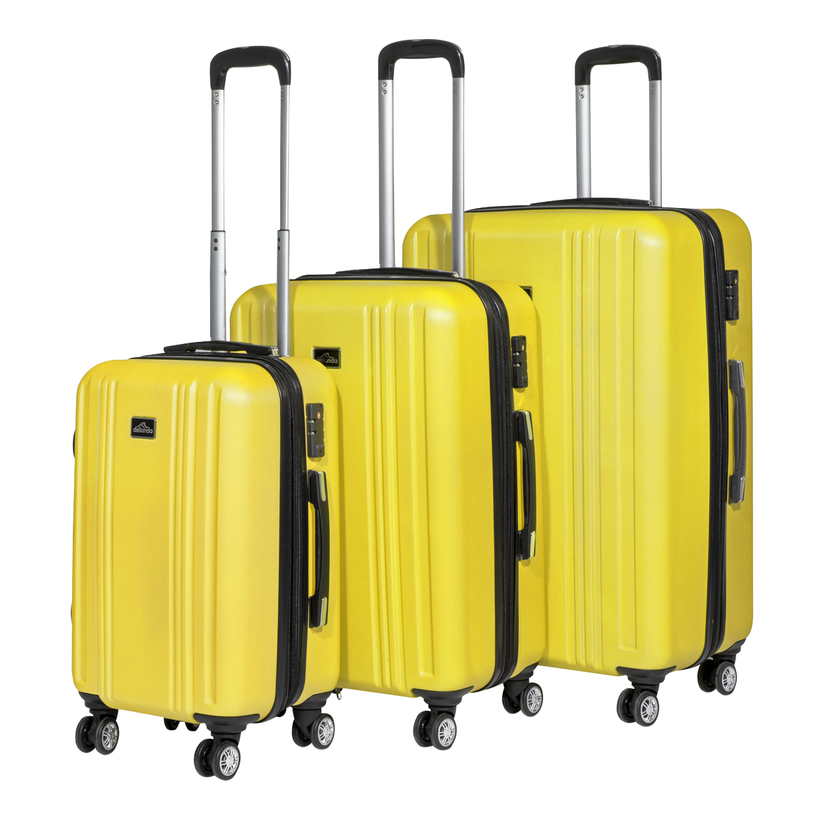Dellonda DL124 Lightweight ABS Luggage Set with TSA Lock - Yellow