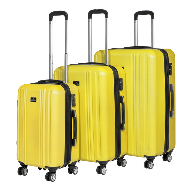 Dellonda DL124 Lightweight ABS Luggage Set with TSA Lock - Yellow