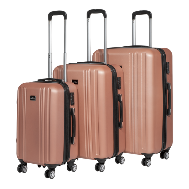 Dellonda DL125 Lightweight ABS Luggage Set with TSA Lock - Rose Gold