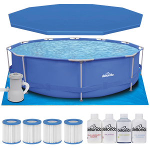 Dellonda DL138 Steel Frame Round Swimming Pool & Filter Pump with Cover, Ground Sheet, Test Strips & - additional view 2