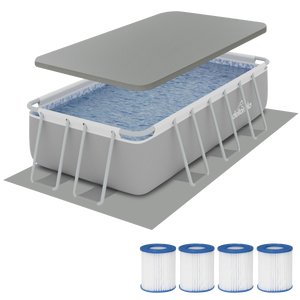 Dellonda DL139 Deluxe Steel Frame Swimming Pool with Filter Pump 13ft, Top Cover, Ground Sheet & Additional Filters