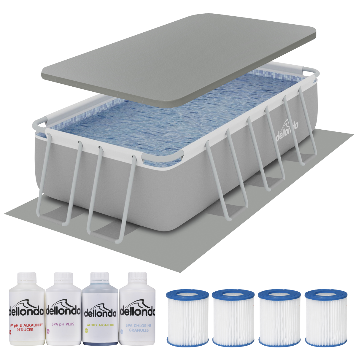 Dellonda DL139 Deluxe Steel Frame Swimming Pool with Filter Pump 13ft, Top Cover, Ground Sheet & - additional view 6
