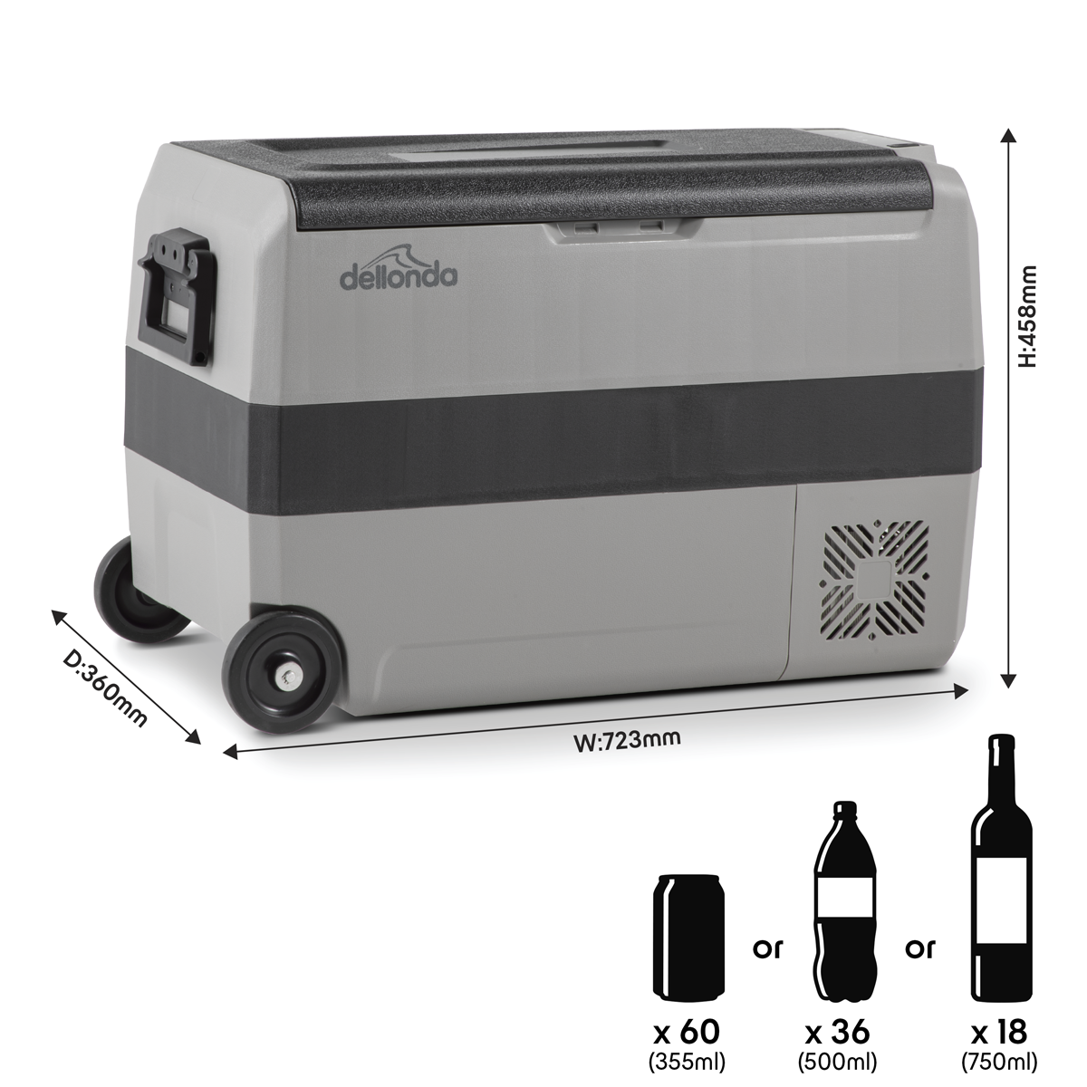 Dellonda DL14 Portable Fridge Freezer/Cool Box with LED Display 50L - additional view 6