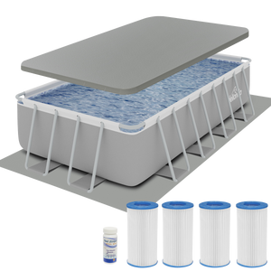 Dellonda DL140 Deluxe Steel Frame Swimming Pool with Filter Pump 18ft, Top Cover, Ground Sheet & Additional Filters
