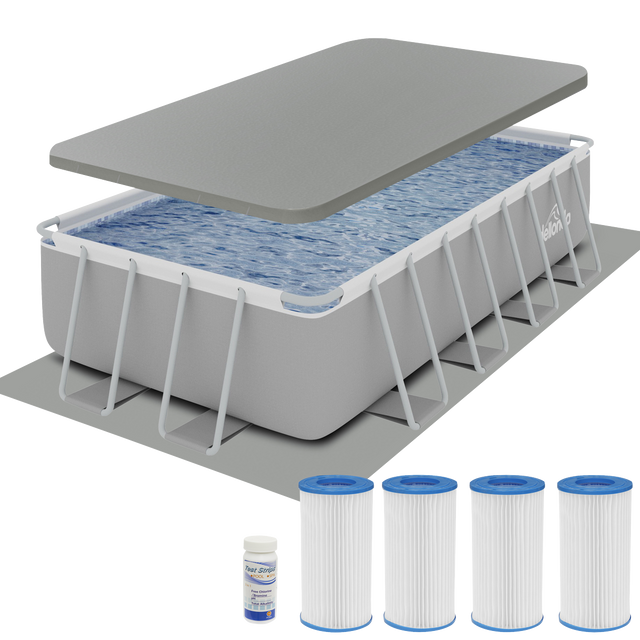 Dellonda DL140 Deluxe Steel Frame Swimming Pool with Filter Pump 18ft, Top Cover, Ground Sheet & Additional Filters